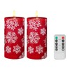 SEHNSY Red Flameless LED Candle 3.14"x5.7", Christmas Snowflake Design, Battery