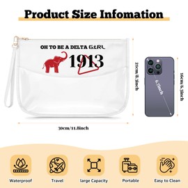 Gfhzdmf Sisters Sorority Makeup Bag Elephant 1913 Sorority Gifts Transparent Cosmetic Bag with Zipper 1913 Sigma Theta Paraphernalia Gift for Girls Daughter Sister Friend Travel Pouch