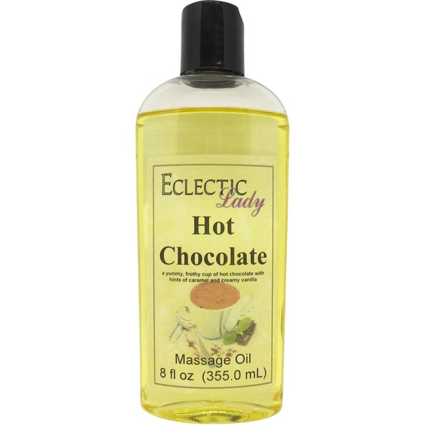 Hot Chocolate Massage Oil, 8 oz, with Sweet Almond Oil and Jojoba Oil, Preservative Free, Perfect for Aromatherapy and Relaxation