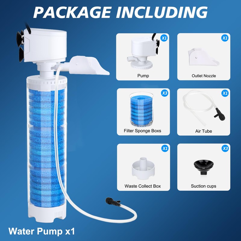 20-100 Gal Multifunction Power Aquarium Filter, Up to 320GPH Adjustable