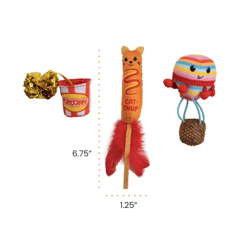 Catstages Pawrty Cat Toys, 3-Pack Catnip Plush Toys with Crinkle,