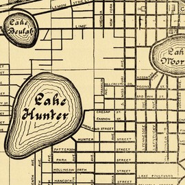 Antiguos Maps - City of Lakeland, Florida circa 1925 - measures 24 in x 28 in (610 mm x 711 mm)