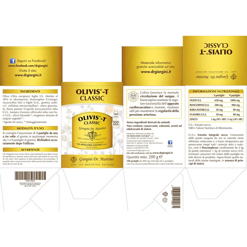 Dr Giorgini OLIVIS-T Classic pastiglie - 200 g