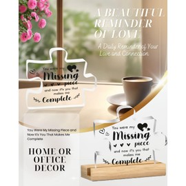 Romantic Gifts for Her - Meaningful Anniversary Birthday Gifts - Acrylic Puzzle Piece with Wooden Stand, 3.9 x 3.4” Thoughtful Gift for Wife, Girlfriend, Him, Valentine's Day