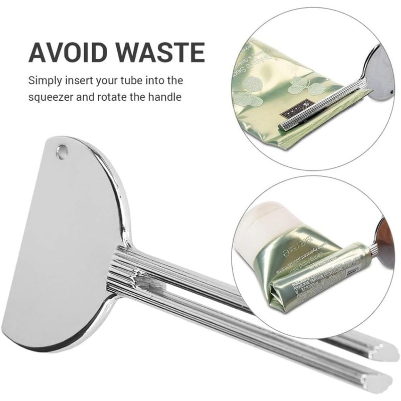 2Pcs Silver Stainless Steels Metal Tube Squeezer Keys Salon Toothpaste