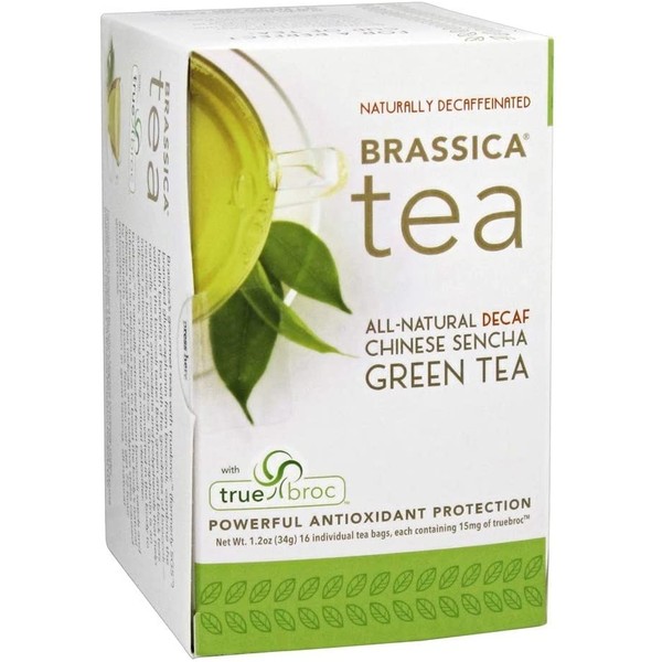 Brassica Tea Decaf Sencha Green Tea with truebroc, 16 Tea Bags