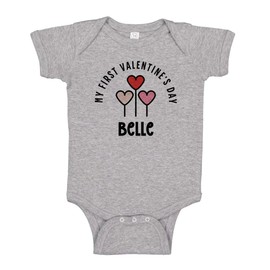TATY Kids My First Valentine's Day Belle Baby Infant One Piece Bodysuit 18 Months Heather Grey