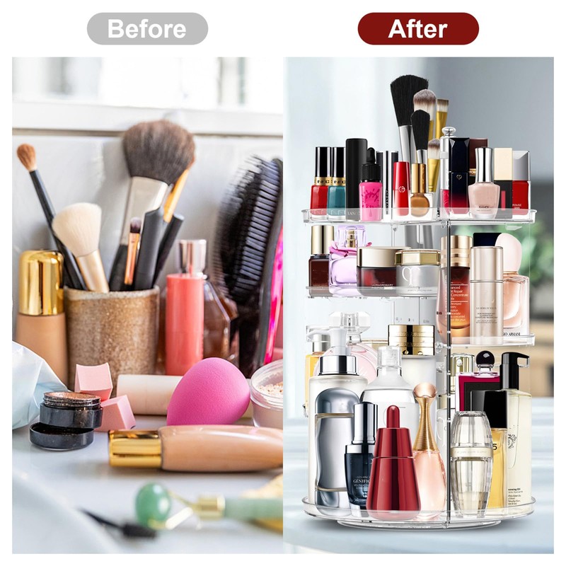 Makeup Organizer 360 Rotating Cosmetic Organizer DIY Adjustable Makeup Carousel