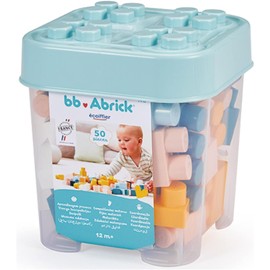Ecoiffier Toy - 7916 - My First Building Blocks - 50 Pieces - From 12 Months - Origin France, Pastel Colours