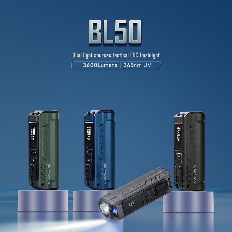 IMALENT BL50 Rechargeable EDC Flashlight 3600 Lumens, UV Light and