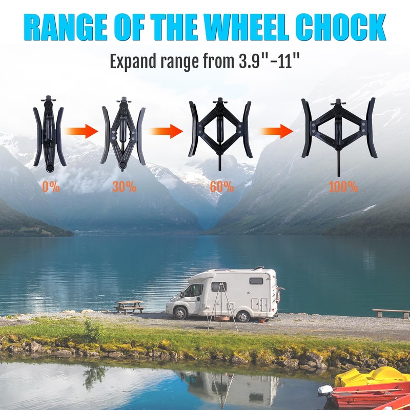 RVPNR RV Rotatable Wheel Chock Stabilizers (Drill Adjusted), Camper Heavy