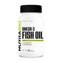 Nutrabio Omega 3 Aceite de Pescado - 150 Capsulas Blanda - 75 Ser - 2000 mg de Omega 3 cidos grasos esenciales por Servicio con 360 mg de EPA y 240...