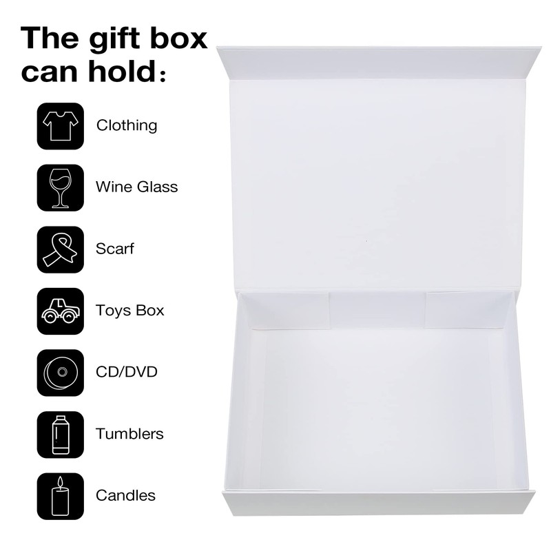 Aimyoo White Collapsible Gift Box with Magnetic Closure Lids 10.5x7x3