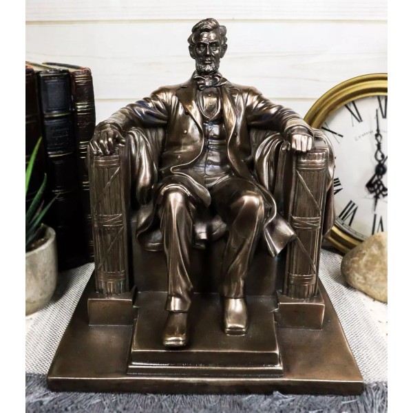 Bronzed Seated Abraham Lincoln Figurine 8"H Lincoln Memorial Colossal Sculpture