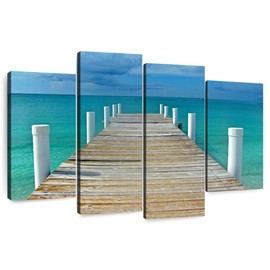 Elephant Stock - Turks Pier Wall Art - Horizontal Multi Panel Canvas - 4 Piece Living Room Wall Decor - Photography Docks And Piers Multi Piece Wall Art - Blue And Purple Decor by Susan Vizvary - 36" x 22"