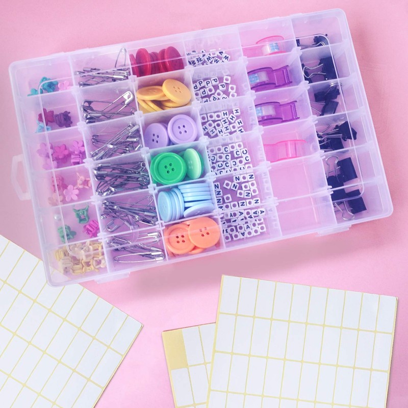 2 Pack 36 Compartment Organizer Box, Plastic Organizer Box with