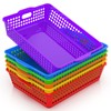 QRRICA 6 Pack Plastic Classroom Storage Baskets, Paper Trays for