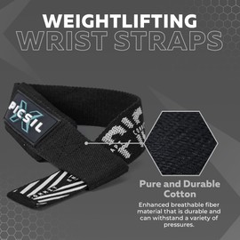 Picsil Straps Powerlifting, Correas Levantamiento de Pesas con Soporte Acolchado, Agarres Ideales para Fitness, Gimnasio, Halterofilia, Peso Muerto, para Mujeres y Hombres (Negro) (Negro)