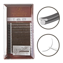 FELICIA Color Flat Lush Extra Soft Eyelash Extensions, Single, Pine Extract, C Curl, 0.006 - 0.51 inches (8 - 13 mm), Mix..