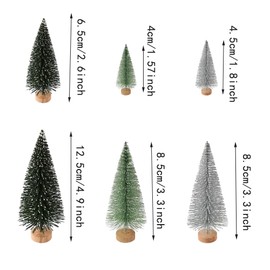 47pcs Mini Sisal Christmas Trees with Small Snow Frost Trees Multicolor Miniature Wooden Base for Village Sets Diorama Decor Models Table Decoration of Flocking Winter Decorations Indoor (47)