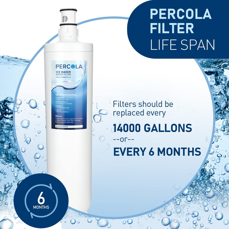 PERCOLA Manitowoc K00338/K00337 Arctic Pure Ice Maker Water Filter, Compatible