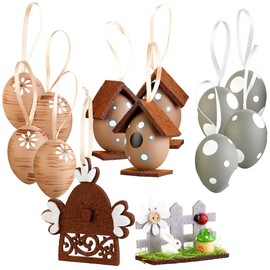 infactory Decorative Easter eggs: 13-piece Easter decoration set for hanging, in wooden storage box (decorative Easter eggs)
