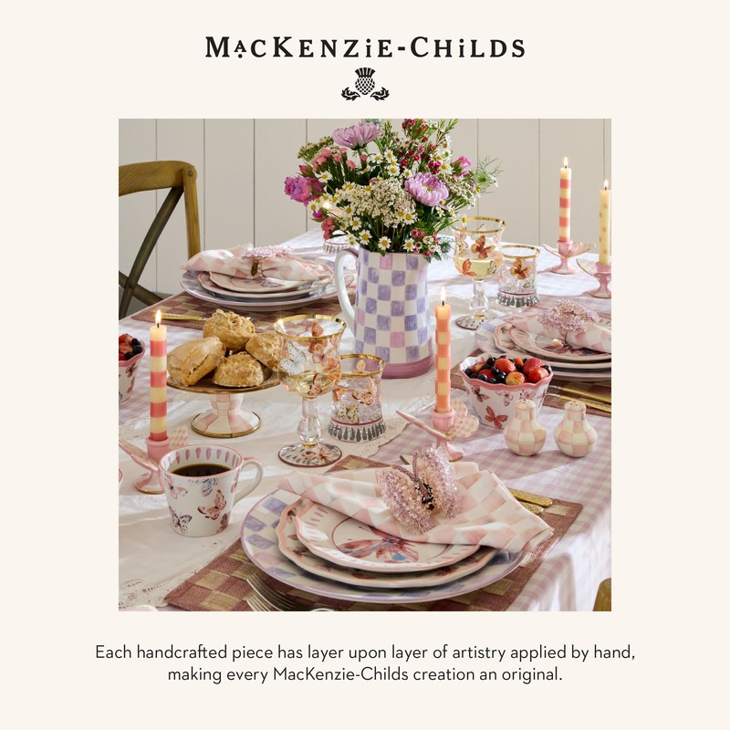 MACKENZIE-CHILDS Stemmed Wine Glass, Decorative Wine Glassware, 16 Ounces, Butterfly