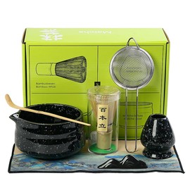 7pcs Matcha Set, Matcha Whisk Set Includes Matcha Bowl, Matcha Whisk Holder, Bamboo Matcha Whisk, Scoop and Matcha Sifter, 15 oz Mottled Matcha Kit for Tea Lovers