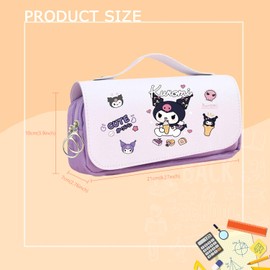 HOOKTA Kuromi Pencil Case with Zip, Smooth Pencil Case with Large Capacity and Handle, Kitty Pencil Case for Teenagers, Girls and Boys, Gift, ice cream food, Modern