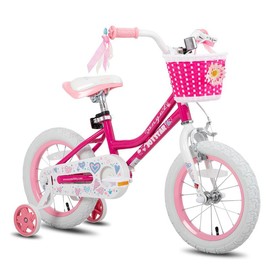JOYSTAR christmas 2024 ornament Angel Girls Bike Toddlers Kids Age 3-9 Years Old, 12-18 Inch Kids Bike with Training Wheels & Basket - Color: Blue, Size: 14 inch
