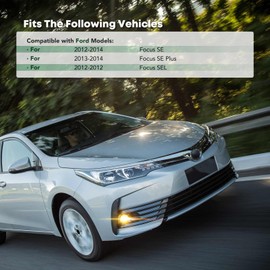 YHTAUTO Fog Light Cover with Light Hole Fits Ford Focus 2012-2014, Front Bumper Lamp Trim Cover Fog Light Bezel Left Driver