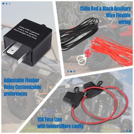 Universal ATV UTV SXS Turn Signal Kit Street Legal Turn Signal Rocker Light 120 DB Horn Flashing Adjustable Relay Kit with Relay Fuse for Polaris, RZR,Kawasaki, Teryx Talon,Can Am, Honda