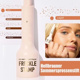 Fünf-Punkt-Sommersprossen-Stempel & Flüssiger Mikro-Puder-Sommersprossen-Stift,Natürlicher Hellbraun Freckle Pen, Langlebiges Wasserdichtes Natürlich aussehend Sommersprossen-Make-up Realistic Spot