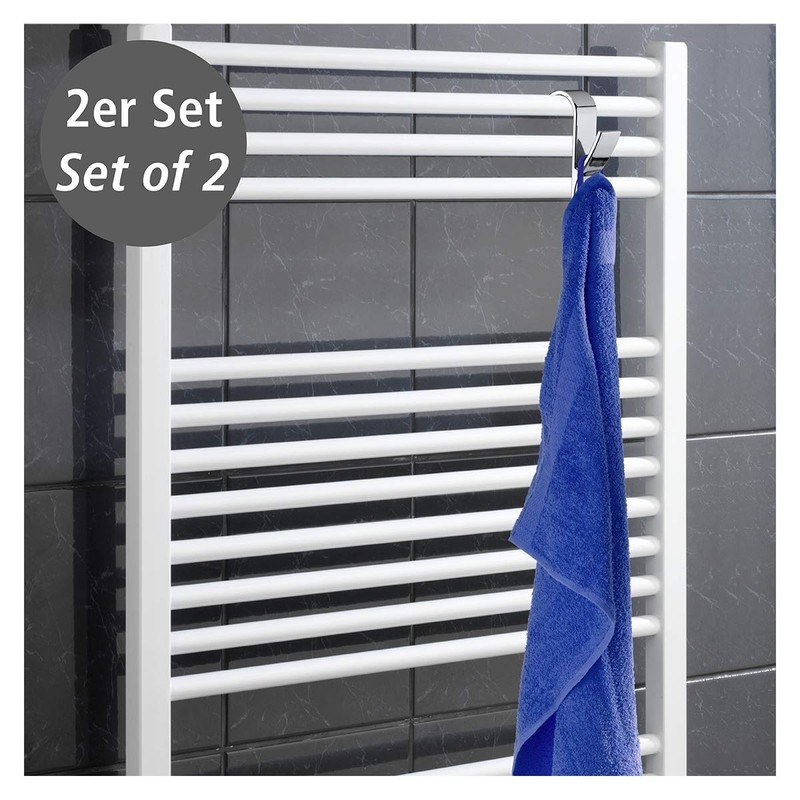 WENKO Door/Radiator Hooks, Chrome, 7 x 2.5 x 10.5 cm
