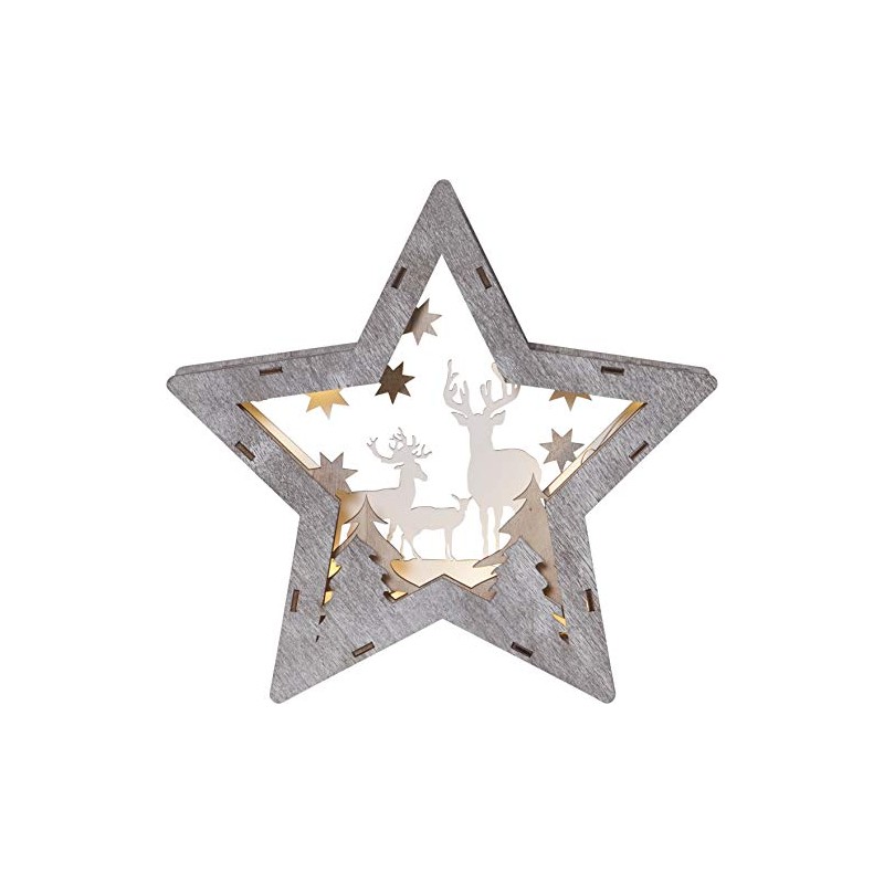 LED-DekoStern "Fauna", Rentiere, 25x24cm