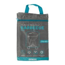 GREENGERS - Grill Covers - Round Grill Cover - Dimensions: 70 x 80 cm - Waterproof and UV Resistant (210D Coating) - Hem + Eyelets - Colour: Grey