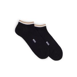 BOSS Mens 2P AS Uni stripe CC Two-pack of ankle-length socks with logo and signature stripe
