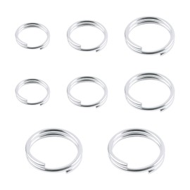 Toaob Pack of 8 925 Sterling Silver Small Key Rings Key Rings with Double Loops Silver Split Rings 4 mm to 8 mm for Jewellery Making Necklaces Bracelets Earrings Crafts