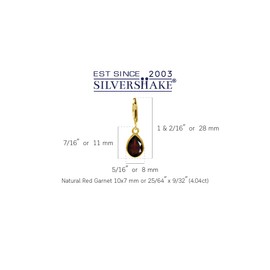 Silvershake 4.04 CTW 10X7mm Natural Pear Shape Red Garnet 18K Yellow Gold Plated 925 Sterling Silver Heart Victorian Style Drop Dangle Leverback Earrings January Gemstone Birthstone