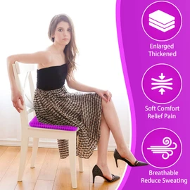 Gel Seat Cushion for Long Sitting (Large & Thick), Soft & Breathable, Gel Cushion for Wheelchair, Gel Chair Cushion for Hip Pain, Gel Seat Cushion for Office Chair (Black Cover)