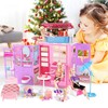 Doll House for 11.5-inch Dolls, 2-Story Foldable Dollhouse with 37