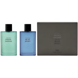 Zara Man Green Savage + Blue Spirit Cologne for Men Fragrance Set EDT Eau De Toilette 2x 90 ML (3.04 FL OZ)
