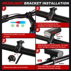 Ascher Bike Front Light Mount Bracket, Handlebar Light Holder Mount Bicycle Mounting Bracket, Compatible with Ascher HJ-066 Headlights , Pack of 1