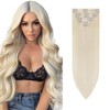 Clip in Hair Extensions Real Human Hair Platinum Blonde Hair