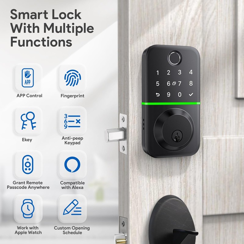 Smart Door Lock Deadbolt with Keypad: Keyless Entry Door Lock