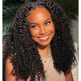 LUXEDIVA HD 13x6 Kinky Curly Lace Front Wigs for Women 12A Brazilian Human Hair 20 Inch Pre Plucked with Baby Hair Transparent Lace Frontal Wig Natural Black