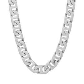 Men’s Silver-Tone Stainless Steel 6.5 mm Flat Mariner Link Chain Necklace - Sleek & Durable, 20”-24”