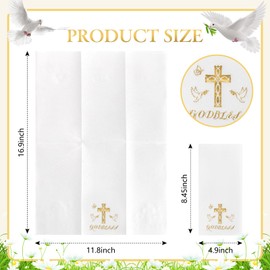 Joyido 50 Pack Cross Paper Napkins - Easter Napkins Disposable - Gold Cloth-Like Feel Dinner Paper - Heavy Duty Hand Towels for Religious Party, Baptism, Confirmation, Christening, First Communion