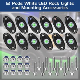 Macarrie 12 Pods Rock LED Lights for Car SUV Underglow Lights Waterproof Neon Trail Rig Lamp Lighting for Truck Motorcycle Boat ATV UTV and More(Green)