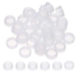 PATIKIL 60pcs 20mm Plastic Bottle Adapters Drop-in Bottle Plug with Hole Dispenser Cap Lab Stopper for Lab, Home, Outdoor, Cosmetics, Shampoo, Essential Oils, Clear